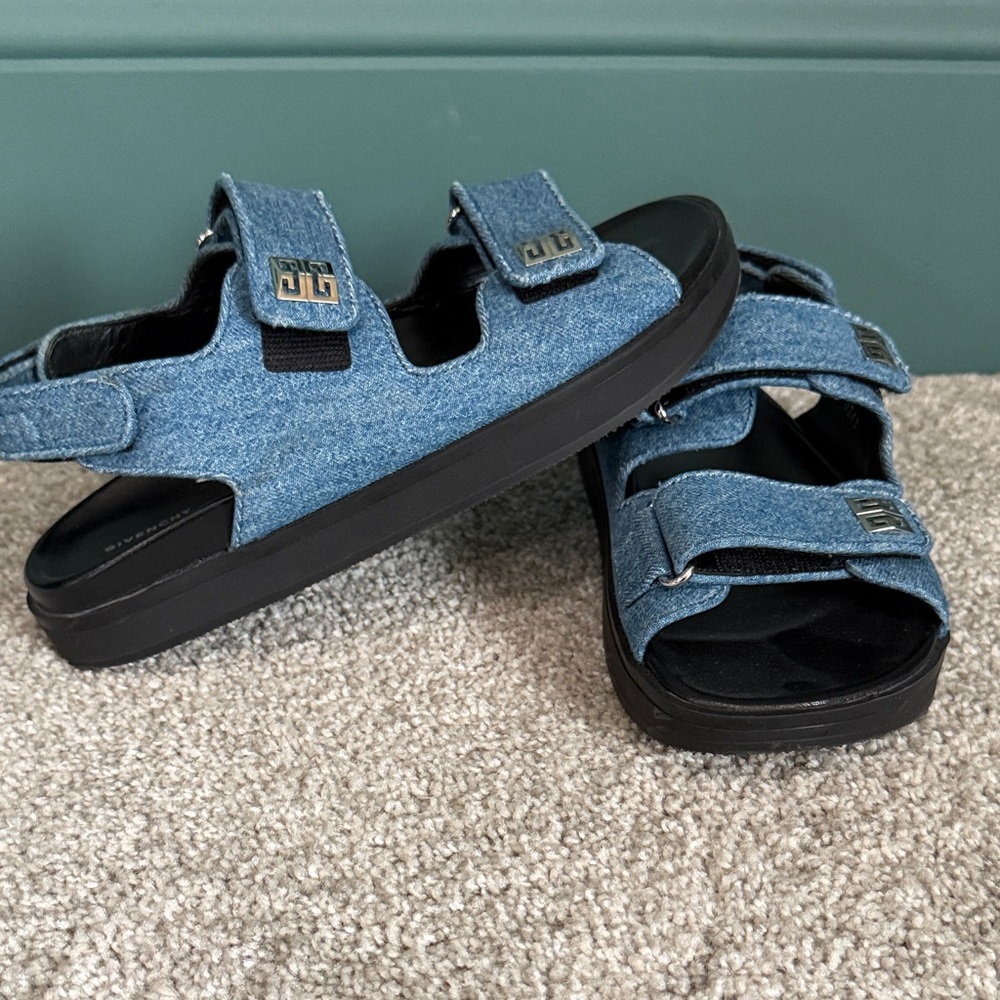 Givenchy Blue Denim Sandals Guaranteed Authentic - Picture 2 of 7